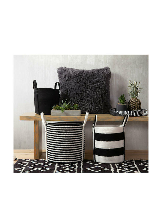 Silo Decorative Basket Fabric with Handles White/ Black 28x28x32cm Nef-Nef Homeware