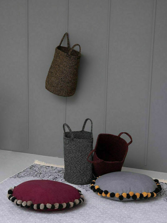 Ran Decorative Basket Fabric with Handles Bordeaux With Handles 30x30x45cm Palamaiki