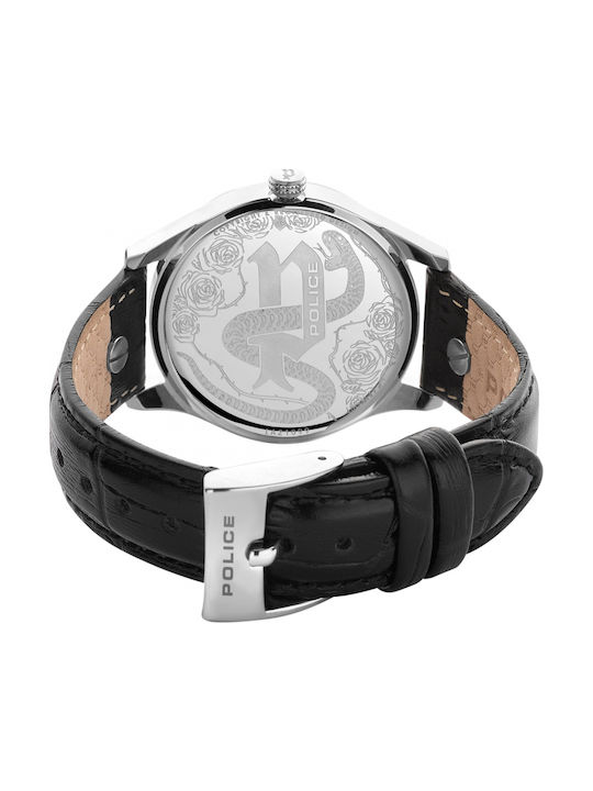 Police Pahia Watch with Black Leather Strap