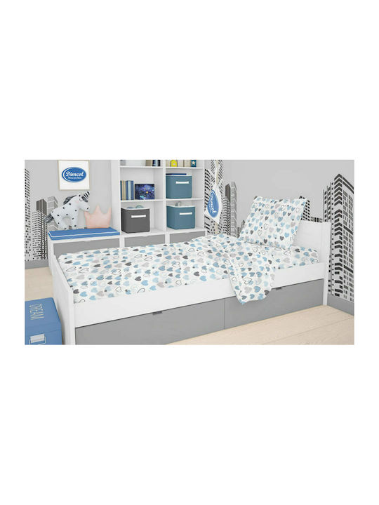 Dimcol Hearts Cotton Swaddle Wrap Light Blue 80x80cm.