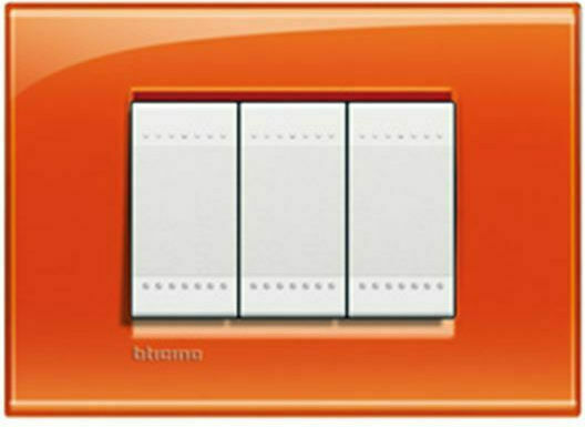 Legrand Bticino Living Light Switch Frame Horizontal Installation 3 Positions in Orange Color LNA4803OD