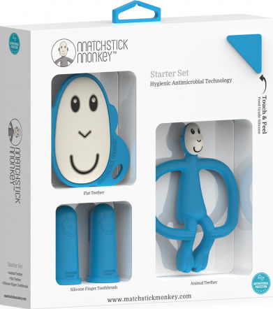 Matchstick Monkey Inel Dentar Monkey din Silicon pentru 3 luni+ 4 Bucăți