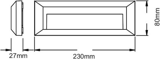 Aca Επιτοίχια Εξωτερική Πλαφονιέρα LED IP65 2W με Θερμό Λευκό Φως 23x8x2.7εκ.