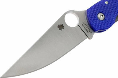 Spyderco Military G10 Pocket Knife DK Blue with Blade made of Stainless Steel in Sheath