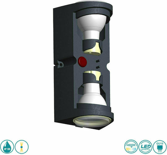 Fumagalli Marta 90 Wall-Mounted Outdoor Spot GU10 IP55 Double Beam 17x9.2x17cm