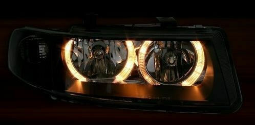 Depo Front Lights Angel Eyes for Seat Leon / Toledo Black 1999-2004