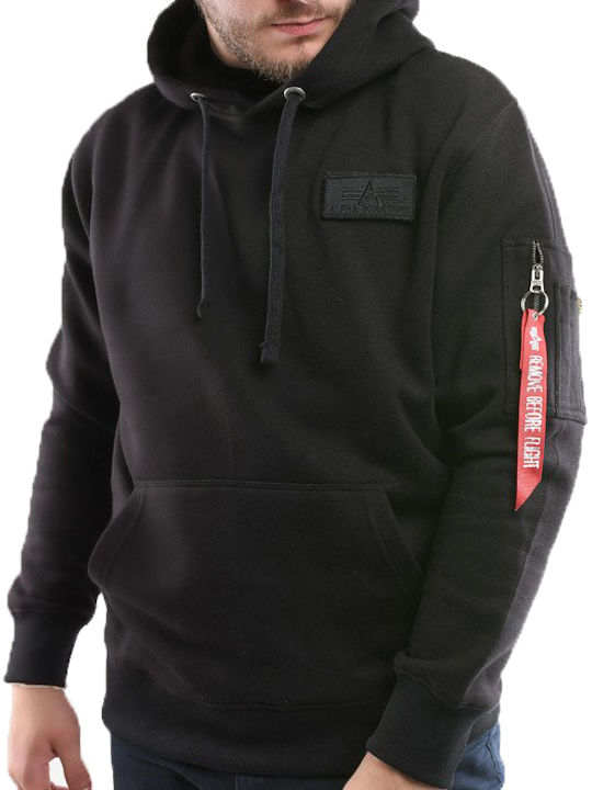Red Stripe Sweatshirt mit Kapuze Schwarz
