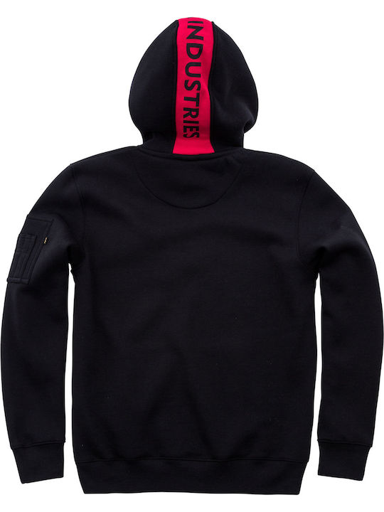 Red Stripe Sweatshirt mit Kapuze Schwarz