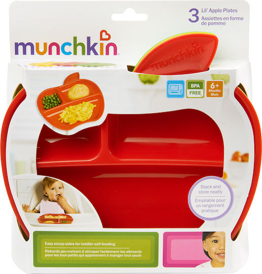 Munchkin Baby Food Plate Apple made of Plastic Multicolour 3pcs