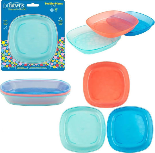 Dr. Brown's Baby Food Plate Plates made of Plastic Multicolour 3pcs