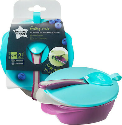 Tommee Tippee Baby Food Bowl Explora Easy Scoop Feeding Bowl Lid Spoon Set made of Plastic Multicolour 2pcs 44671850