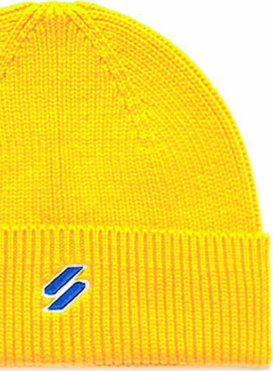 Code Beanie Unisex Σκούφος με Rib Πλέξη σε Κίτρινο χρώμα