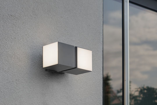 Lutec Cuba Επιτοίχια Εξωτερική Πλαφονιέρα LED IP54 23W με Θερμό Λευκό Φως Διπλής Δέσμης 21.3x14.7x10εκ.
