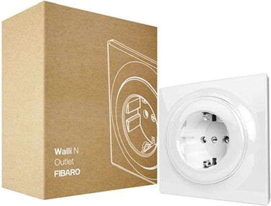 Fibaro Walli N socket-outlet Type F Single Mortice Πρίζα Ρεύματος Albă 1buc