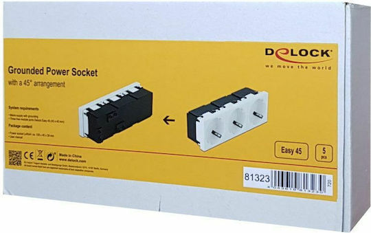 DeLock Easy 45 Τριπλή Χωνευτή Πρίζα Ρεύματος 45x45mm 5τμχ Λευκή 5τμχ