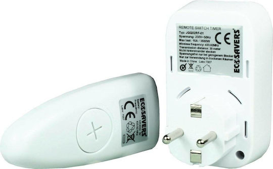 Ecosavers Remote Control Timer Switch Μονόπριζο με Τηλεχειριστήριο και Καλώδιο 8m