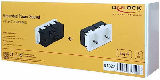 DeLock Easy 45 Διπλή Χωνευτή Πρίζα Ρεύματος 5τμχ Λευκή 5τμχ