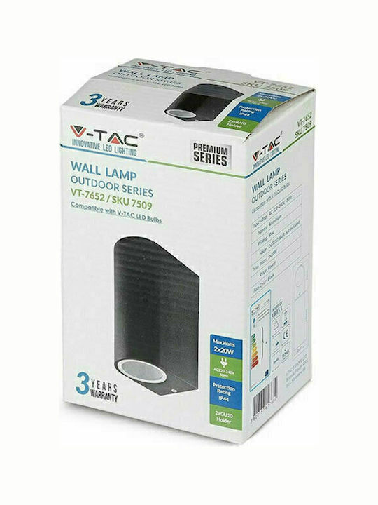 V-TAC Wall-Mounted Outdoor Spot Light GU10 IP44 Double Beam 9.2x6.8x15εκ.
