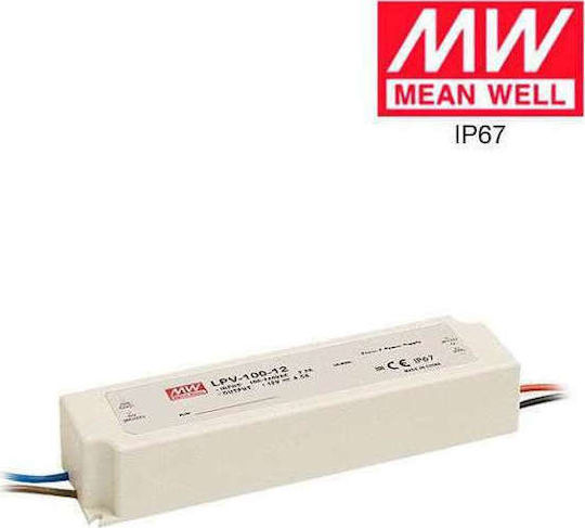 Mean Well Einstellbares Dimmbares LED-Netzteil Wasserdicht IP67 Leistung 100W mit Ausgangsspannung 12V 2 Stück