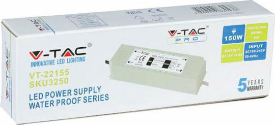 V-TAC Dimmable LED Power Supply Waterproof IP67 Power 150W with Output Voltage 12V 20 pcs