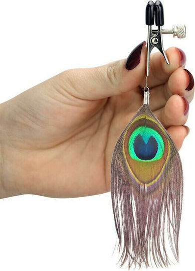 Lovetoy Nipple Clamps with Peacock Feather Σφιγκτήρες Θηλών σε Καφέ Χρώμα