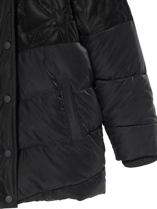 Kids' Casual Jacket Long Double Sided with Hood Black