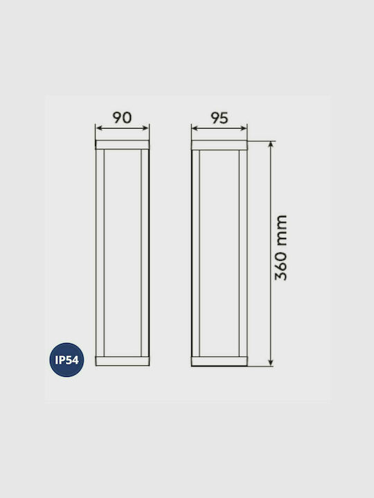 Trio Lighting Fuerte Wall-Mounted Outdoor Ceiling Light LED IP54 10.5W with Warm White Light 9x36εκ.