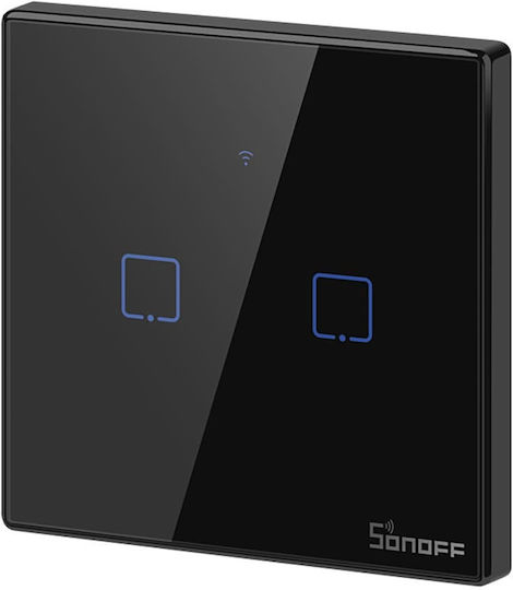 Sonoff Recessed Touch Wall Switch Wi-Fi Lighting Two-Way with Frame Black