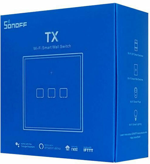Sonoff ΤΧ-T3EU3C Recessed Touch Wall Switch Wi-Fi Lighting Triple with Frame Black