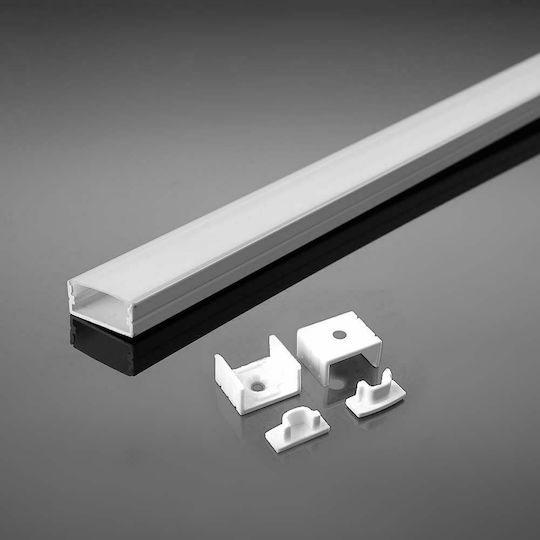 V-TAC На открито Алуминиев Профил за LED Лента с Опал Покритие 200x1.7x0.7см.