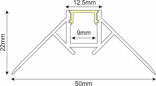 Aca Isla Gemauertes LED-Streifen Aluminiumprofil Ecke mit Opal Abdeckung 200x5x2,2cm