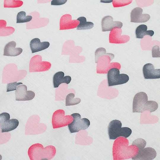 Dimcol Duvet Crib Cotton Hearts Pink 120x160cm