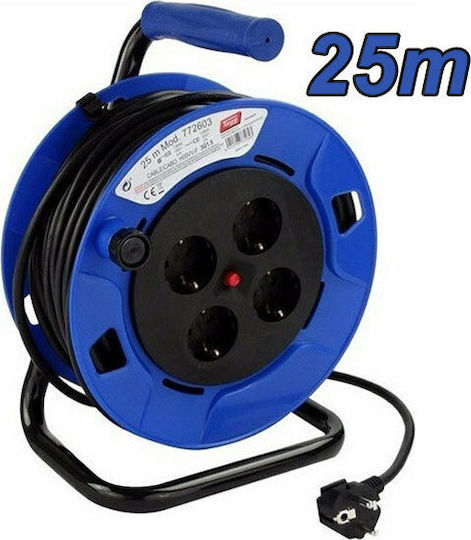 Tayg Cablu de prelungire 4 locuri cu cablu de 25m Diametru 3 x 1.5mm² Albastru