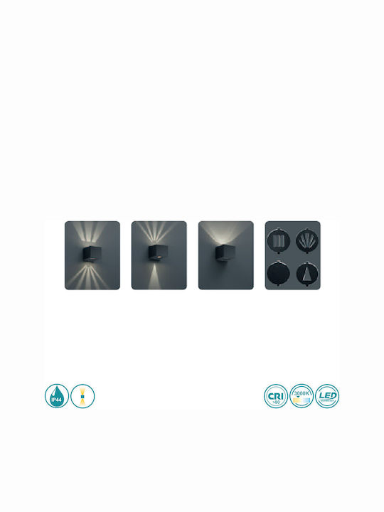 Trio Lighting Cordoba Wall-Mounted Outdoor Ceiling Light LED IP44 2W with Warm White Light Double Beam 10x9εκ.