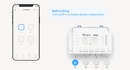 Sonoff 4-Kanal Intelligenter Schalter Wi-Fi 16A