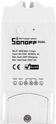 Sonoff DUALR2 Smart Ενδιάμεσος Διακόπτης Wi-Fi σε Λευκό Χρώμα