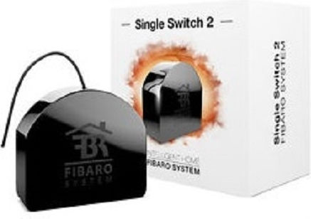 Fibaro Einzelner Zwischenschalter 2 Schwarzer Intelligenter Schalter Wi-Fi & Z-Wave 8A Mit Neutral