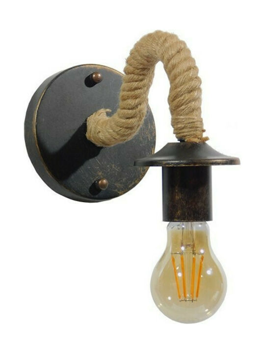 GloboStar Daker Vintage Φωτιστικό Τοίχου με Ντουί E27 Μαύρο 12x12x12εκ.