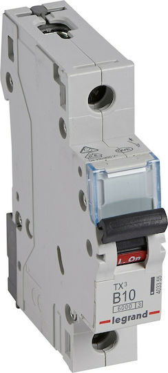 Legrand 1-Pole Automatic Circuit Breaker 10A TX3 6kA 230V Τύπου B 403355