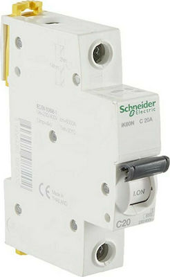 Schneider Electric Acti 9 iK60N 1-Pole Automatic Circuit Breaker 20A C 6kA A9K24120