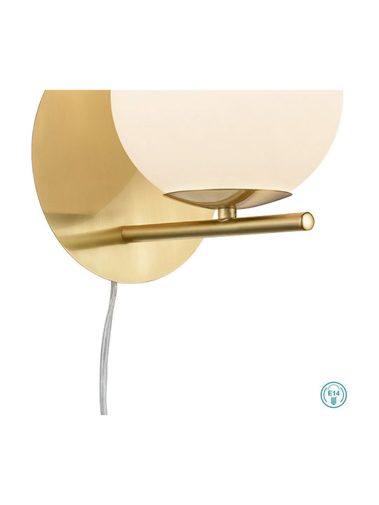 Trio Lighting Pure Модерен Осветително тяло За стена С щепсел с фасунга E14 и ключ Златист 18x20см.