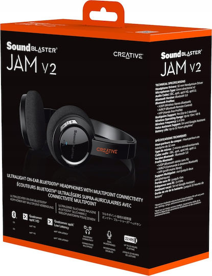 Creative Sound Blaster Jam V2 Kabellos / Kabelgebunden Am Ohr Kopfhörer mit 22 Stunden Betriebszeit Schwarz