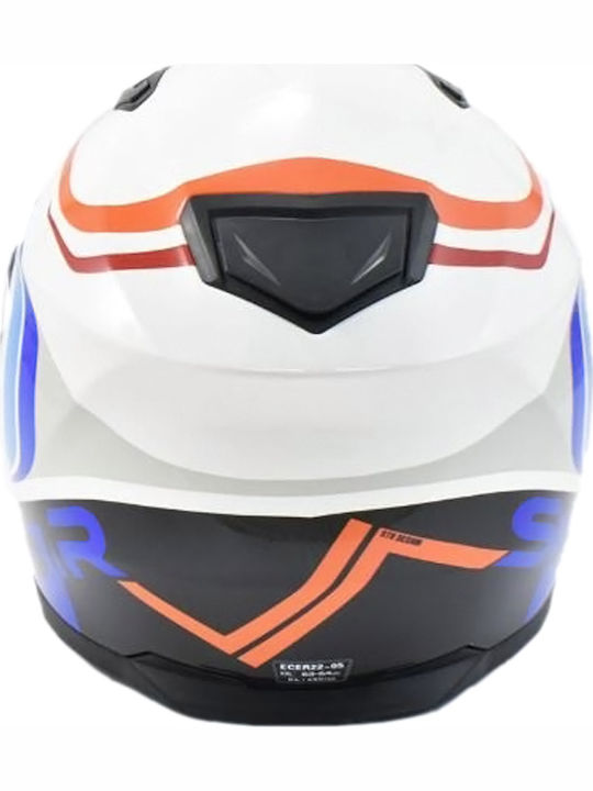 STR R1 Icon Бяло/синьо Мотоциклетна каска Full Face ECE 22.05 с Sunvisor 693-30-3520001
