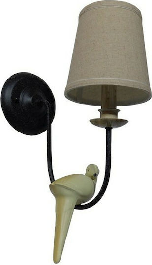 GloboStar Bird Vintage Lumină de Perete cu Soclu E14 Negru 16x16x16cm