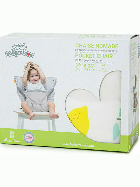 Baby to Love Portable Fabric Booster Seat for Chair Easy Up Happy Lemon