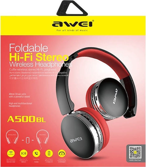 Awei A500BL Wireless / Wired Over Ear Headphones with 8 hours of Operation Red