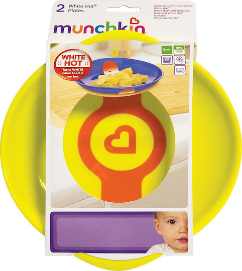 Munchkin Children's Hot Plates Food Plate Made of Plastic Green / Yellow 2 Pieces