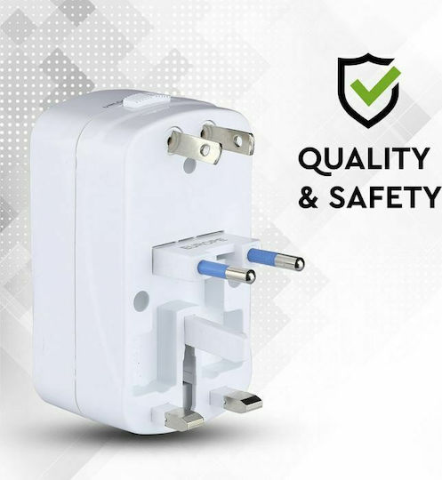 V-TAC Steckdosenadapter von Universal zu Universal mit 2 USB-Steckdosen