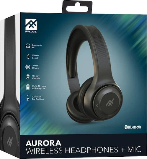 iFrogz Aurora Wireless On Ear Headphones with 10 hours of Operation Black