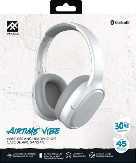 iFrogz Airtime Vibe Bluetooth Wireless Over Ear Headphones with 30 hours of Operation Gray / White
